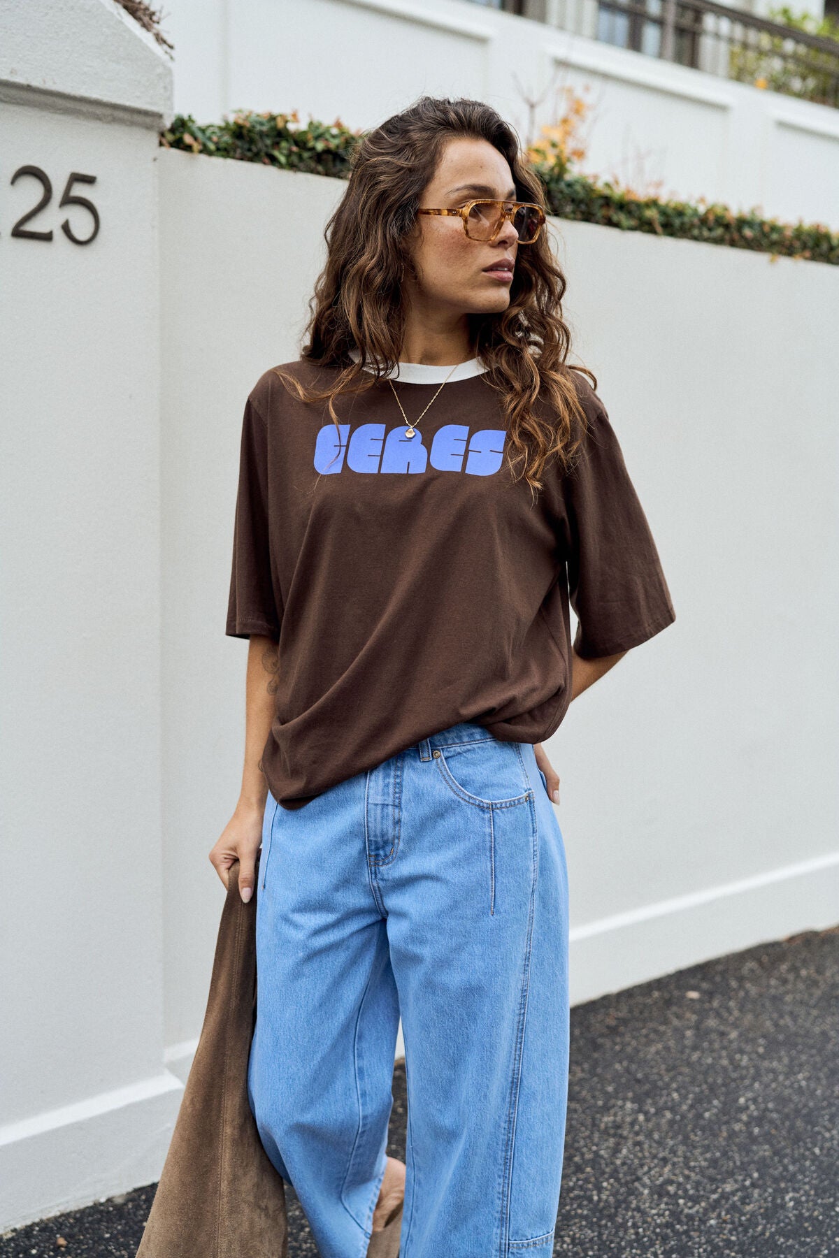 Ceres Luna Relaxed Tee - chocolate ceres abstract