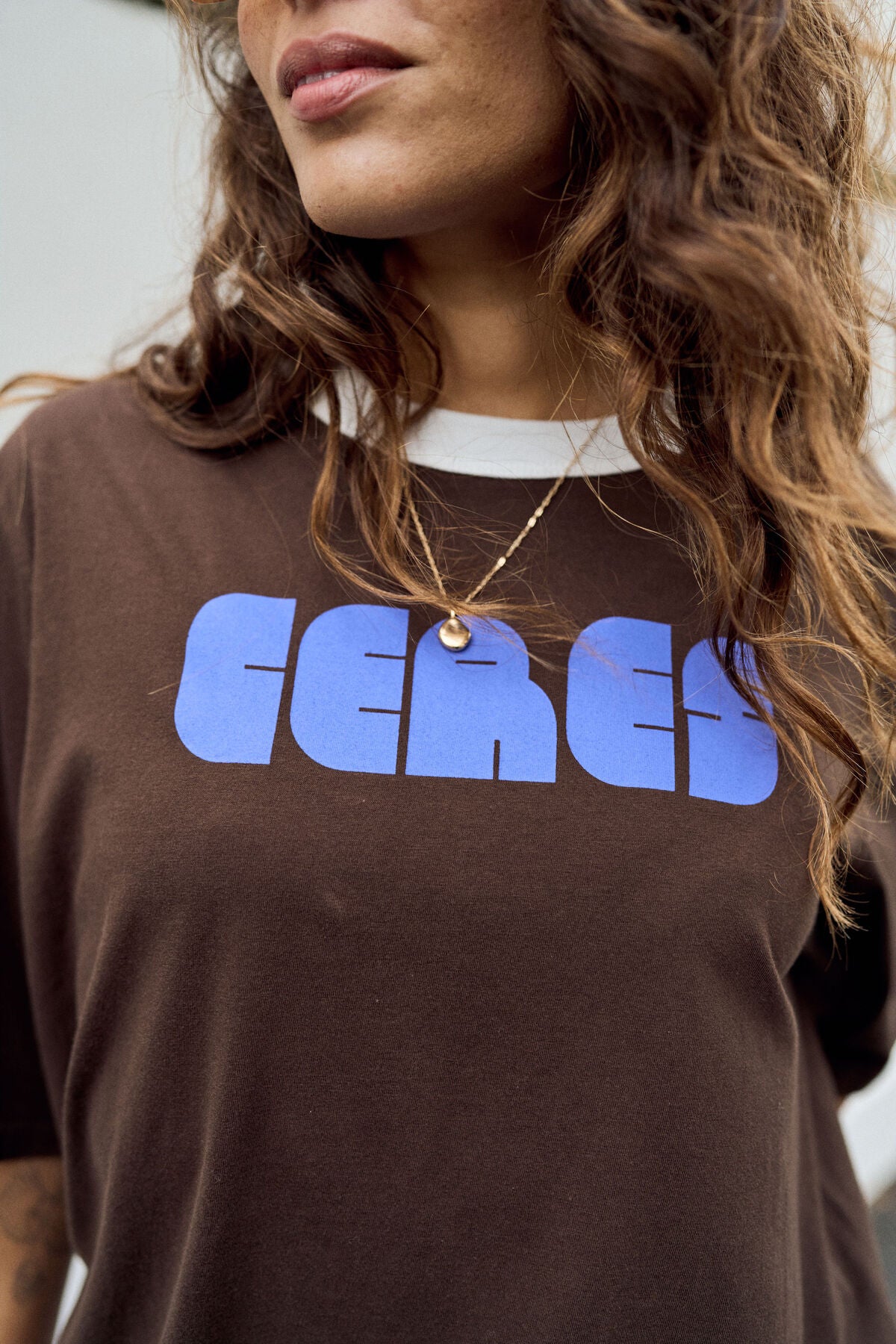 Ceres Luna Relaxed Tee - chocolate ceres abstract