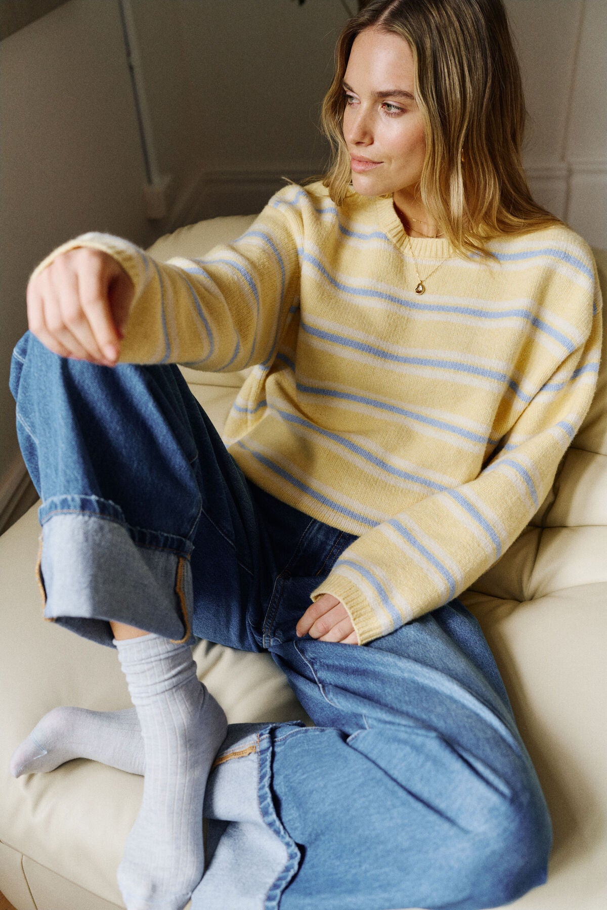 Ceres Clem Knot Pullover - butter stripe