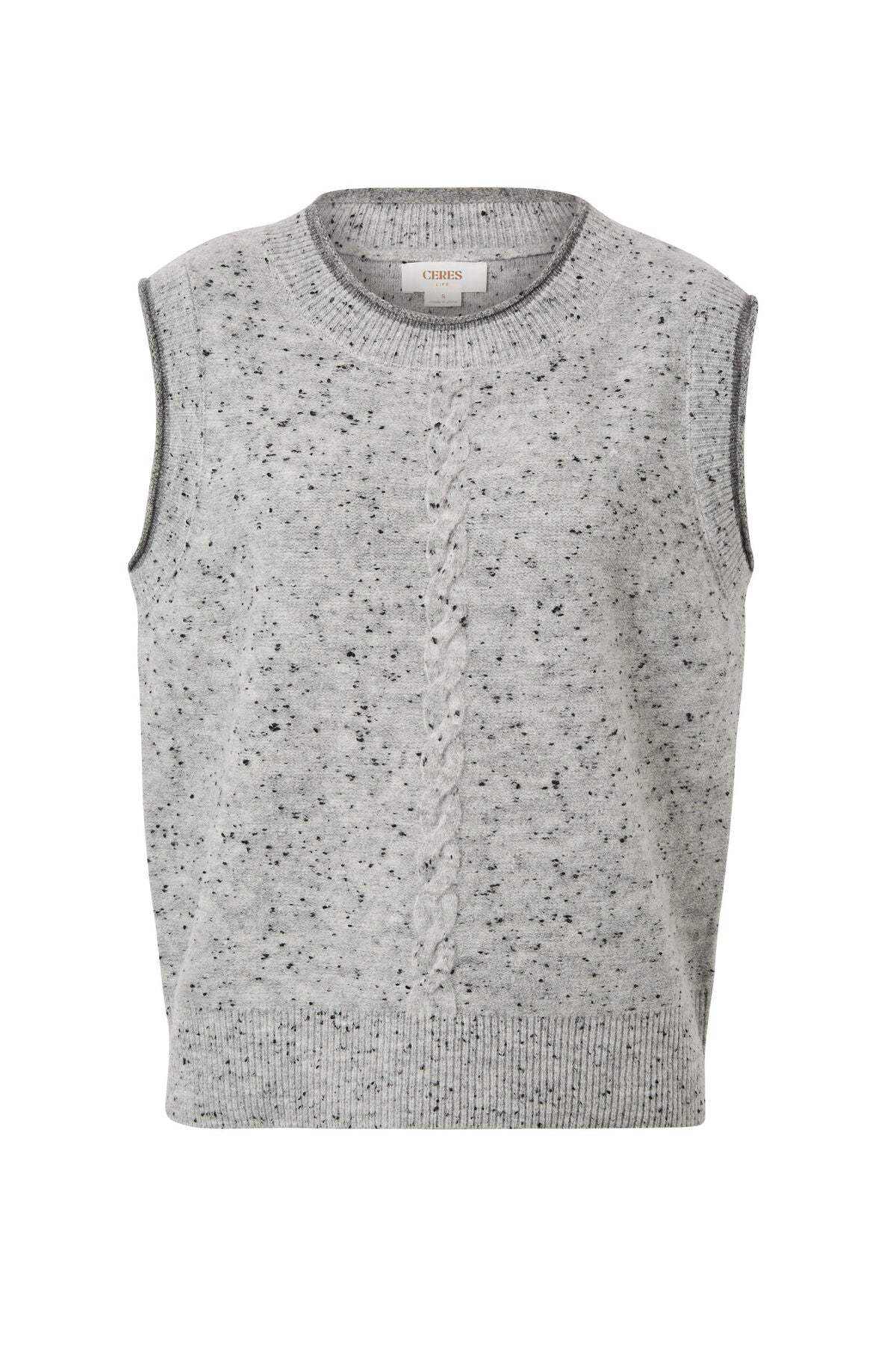 Ceres Life Contrast Knit Vest - grey marle