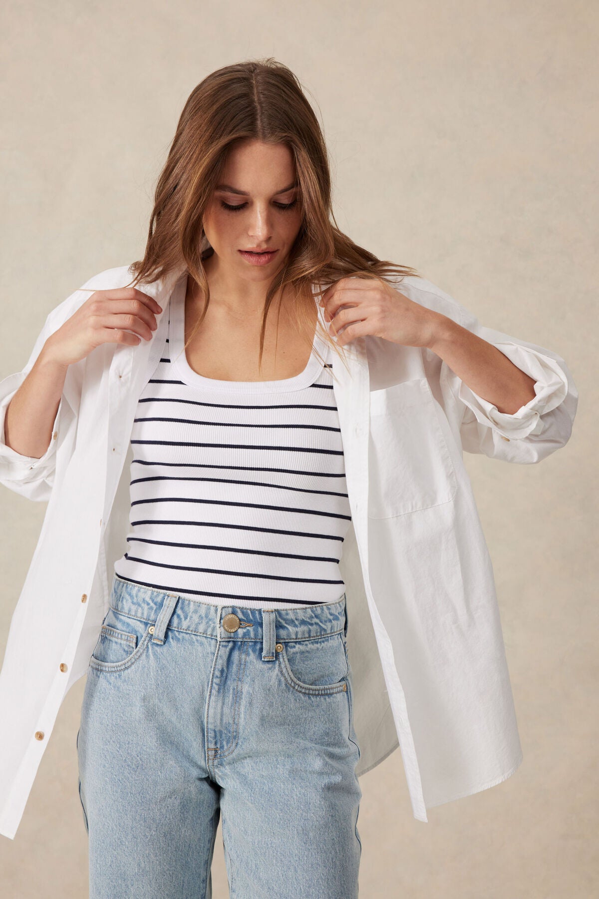 Ceres Life Oversized Shirt - white organic cotton