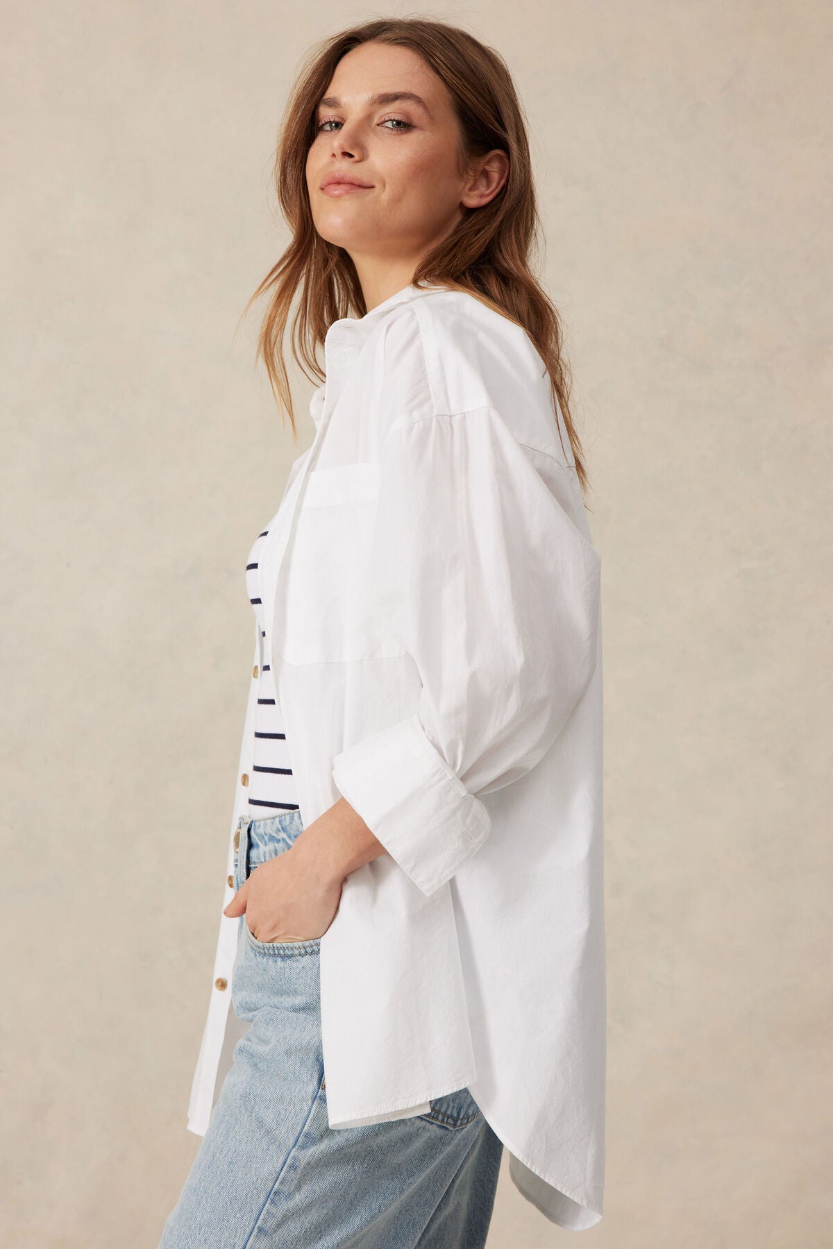 Ceres Life Oversized Shirt - white organic cotton