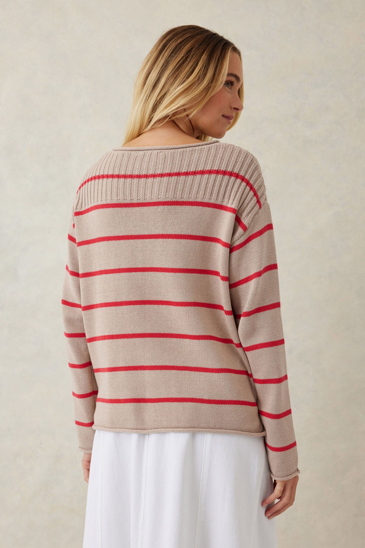 Ceres Life Ladder Stitch Knit - spring/heritage red stripe