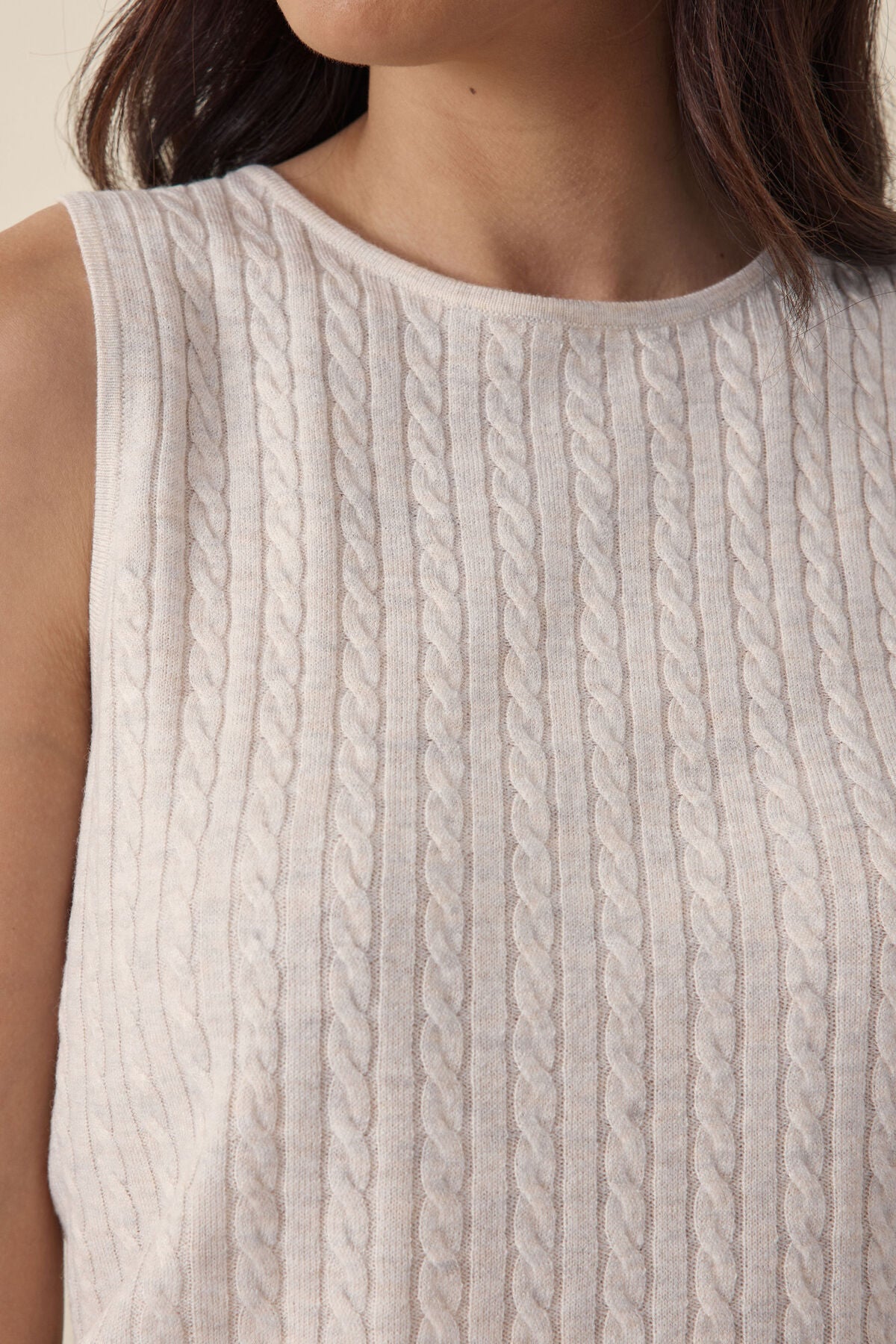 Ceres Life Cable Soft Knit Tank - oatmeal marle