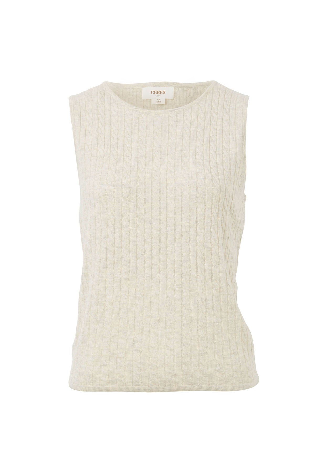 Ceres Life Cable Soft Knit Tank - oatmeal marle