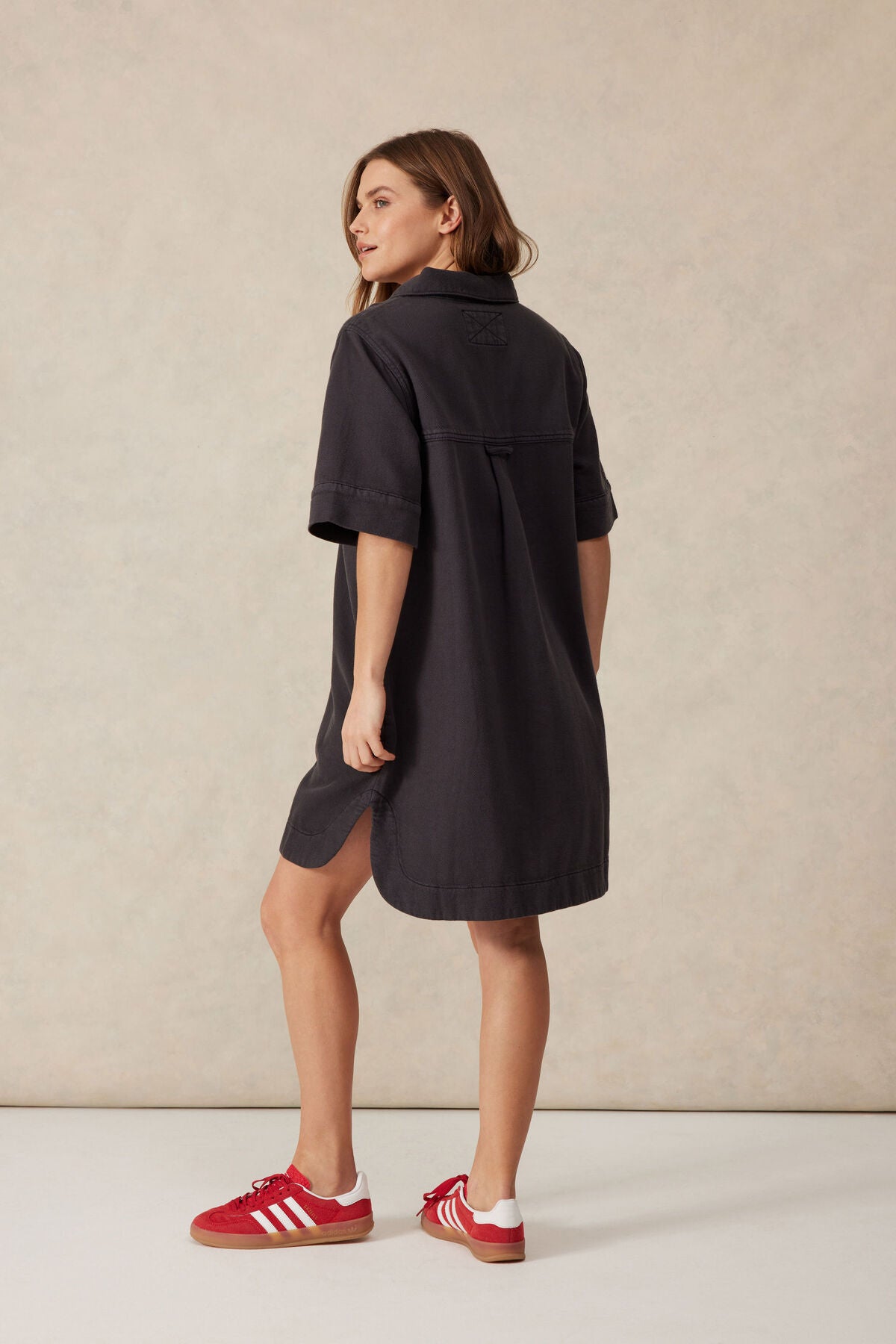 Ceres Life Relaxed Shirt Dress - washed black twill