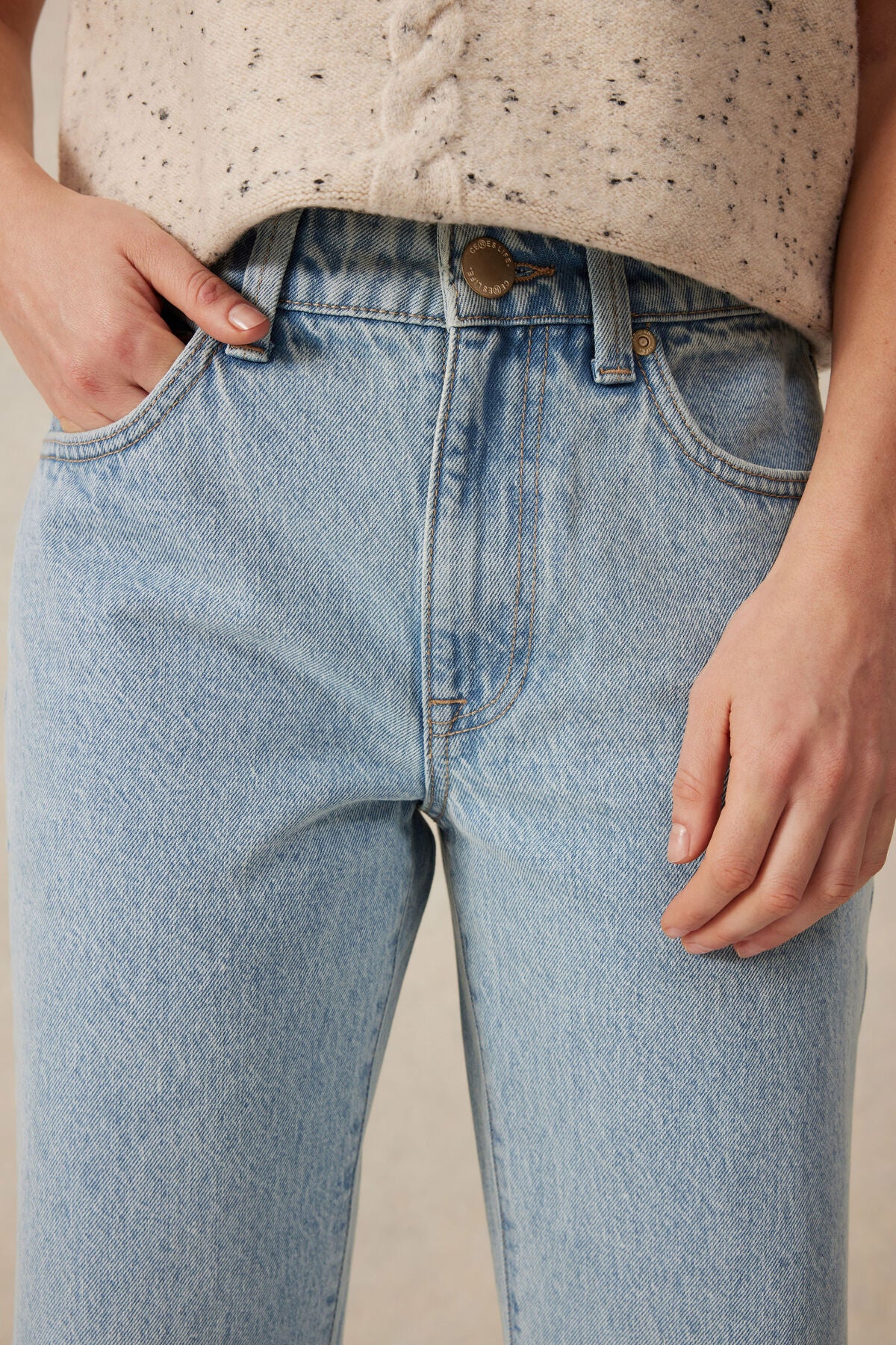 Ceres Life Crop Frenchie Jean - vintage blue