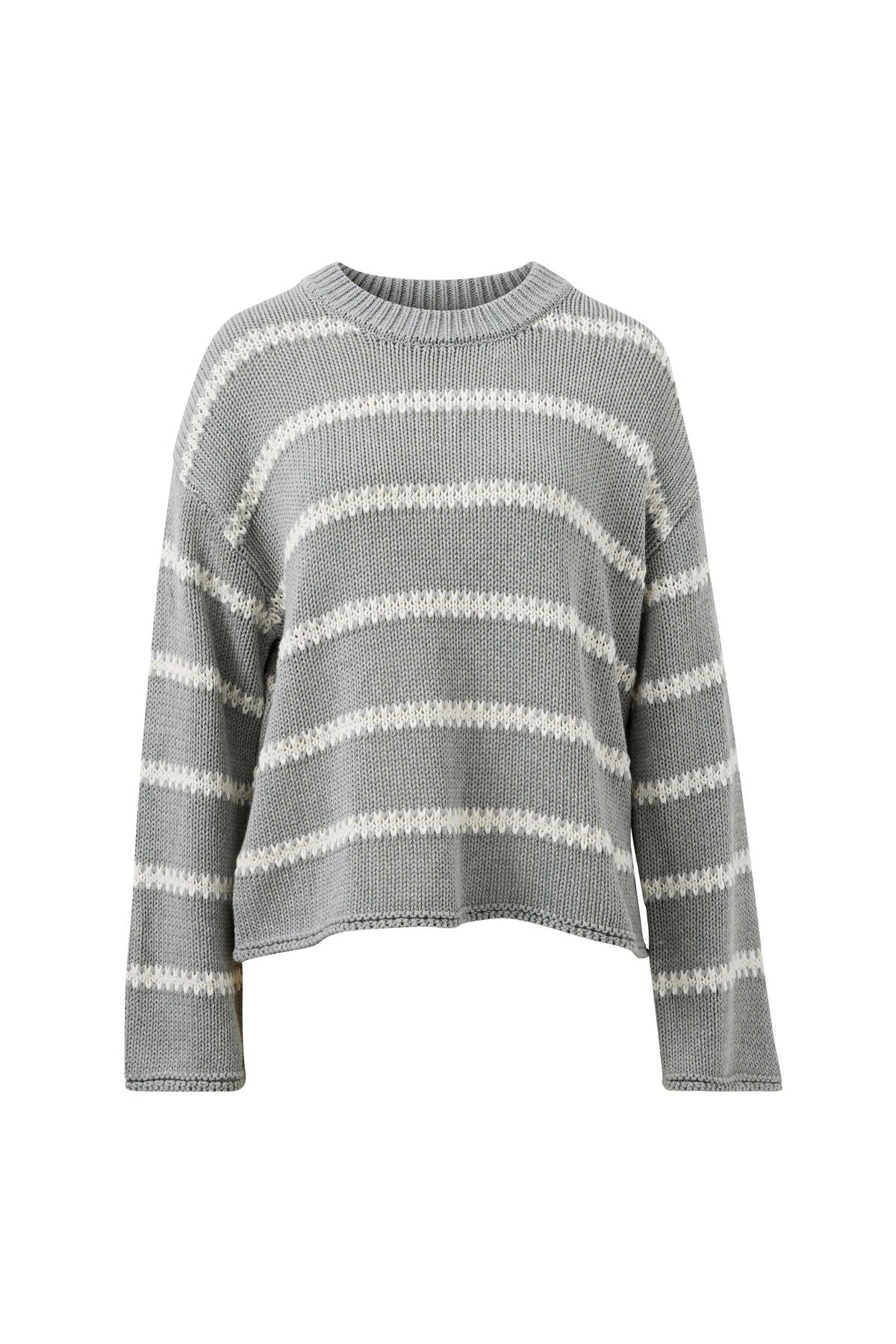 Ceres Lila Oversized Knit Crew - grey marle stripe