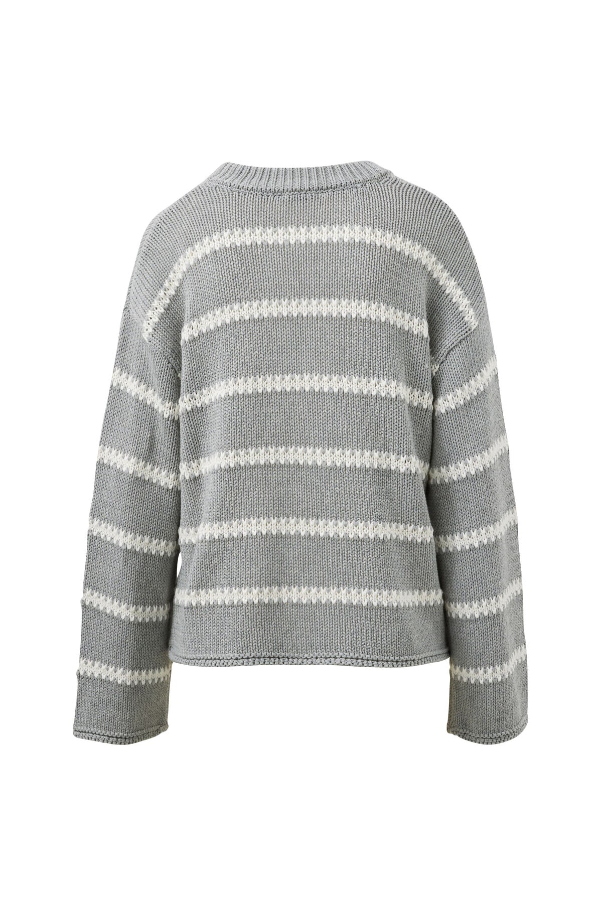 Ceres Lila Oversized Knit Crew - grey marle stripe