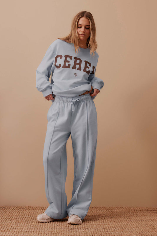 Ceres Gracie Relaxed Pin Tuck Track Pant - chalk blue