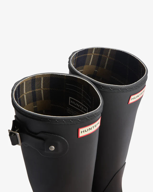 HUNTER - Women's Original Tall Tartan Lining Black/Dark Olive