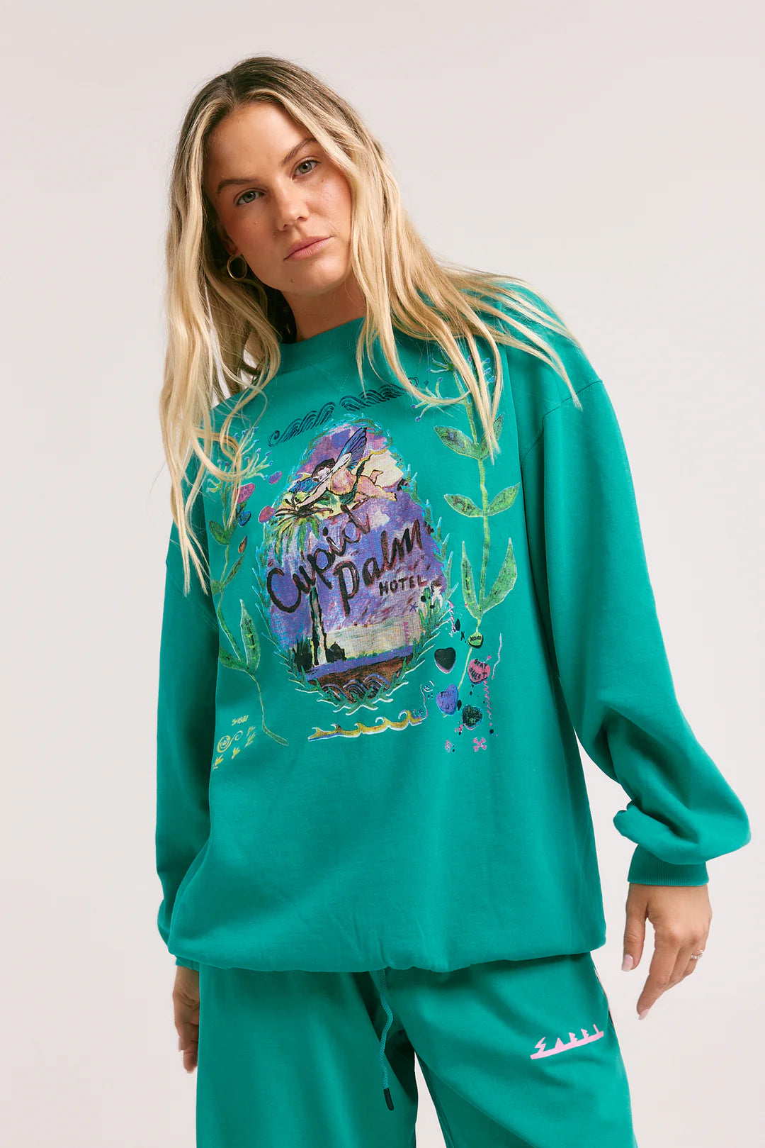 Sabbi the Store Cupid Hotel Unisex Jumper - teal