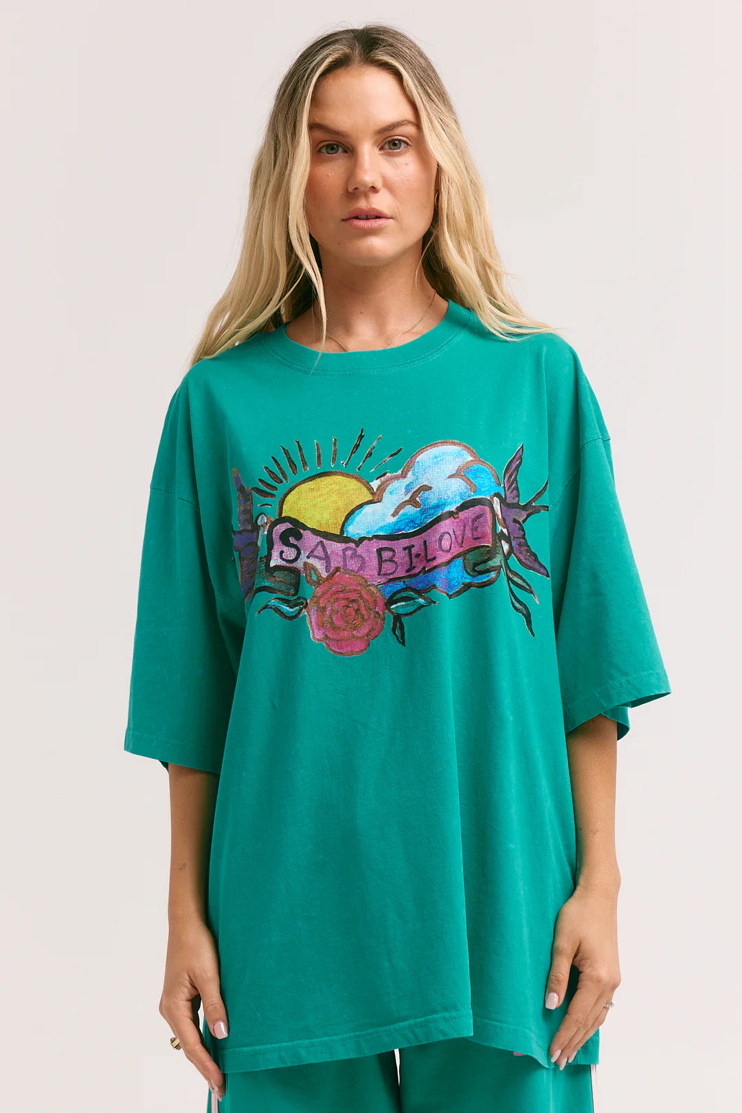 Sabbi the Store The Very Oversized Cupid Hotel Tee - teal