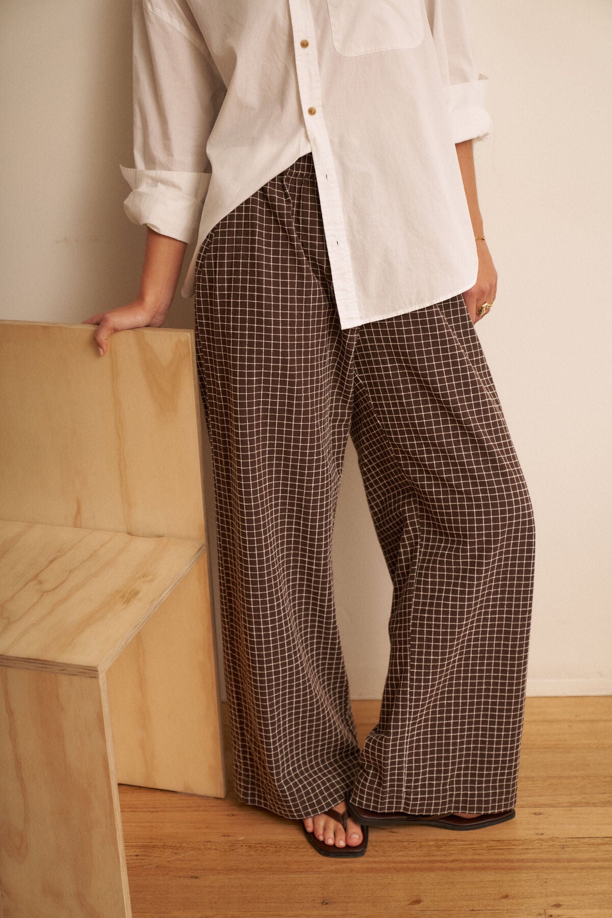 Ceres The Lounge Pant - textured chocolate check