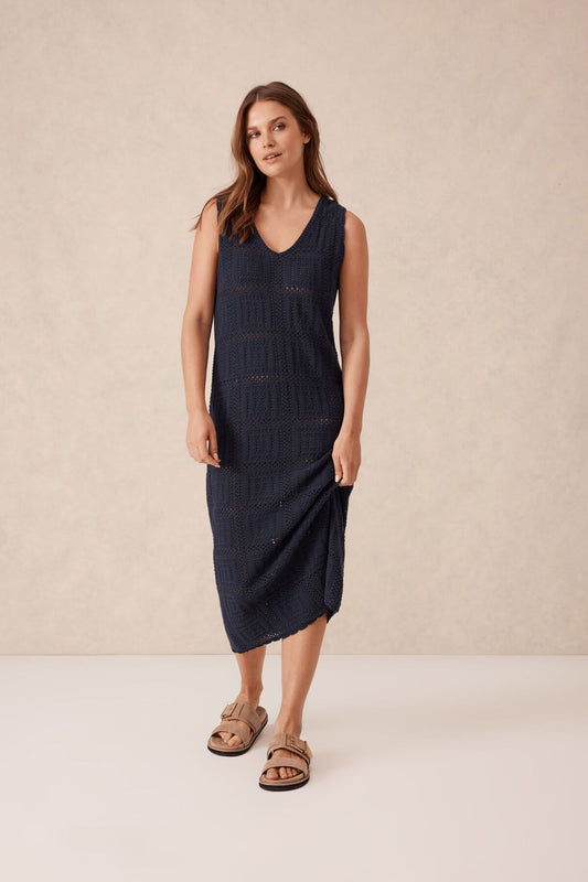 Ceres Life Square Knit Midi Tank Dress - new navy