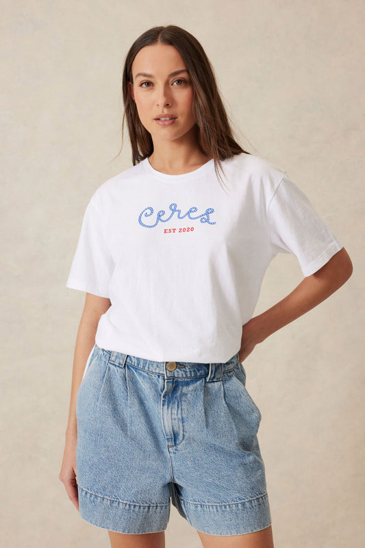 Ceres Life Slouchy Split Hem Tee - white/ceres rope