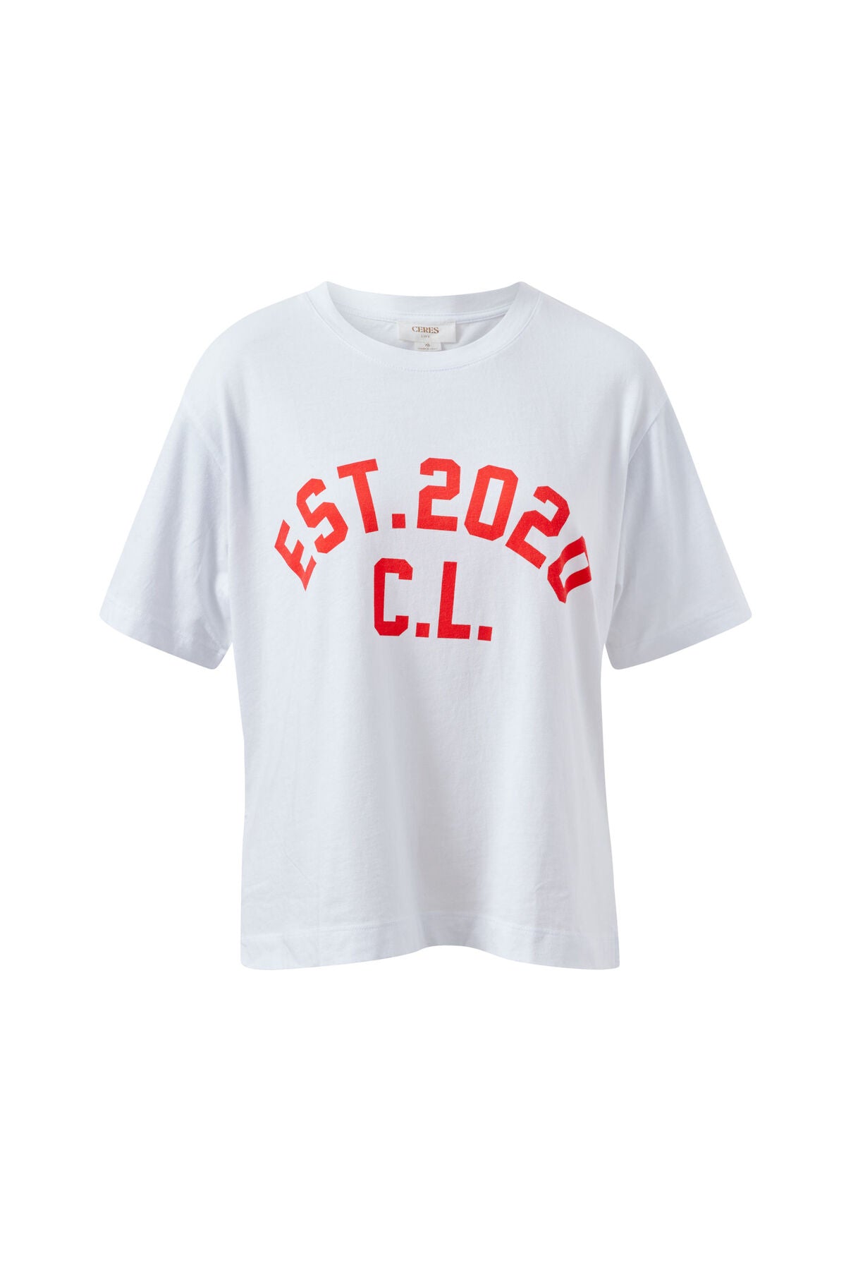 Ceres Stevie Slouchy Tee - white/chilli est 2020
