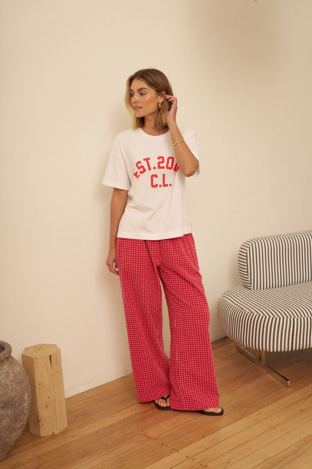 Ceres Stevie Slouchy Tee - white/chilli est 2020
