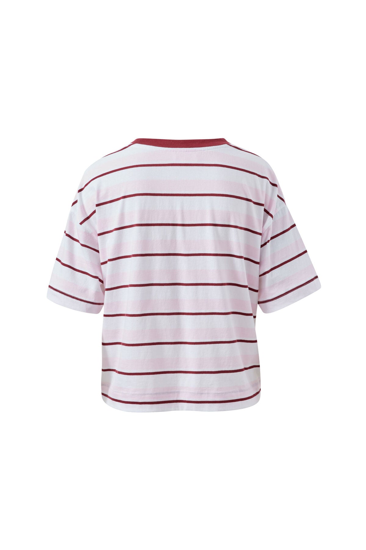 Ceres Brea Boxy Tee - sun faded pink/mulberry stripe