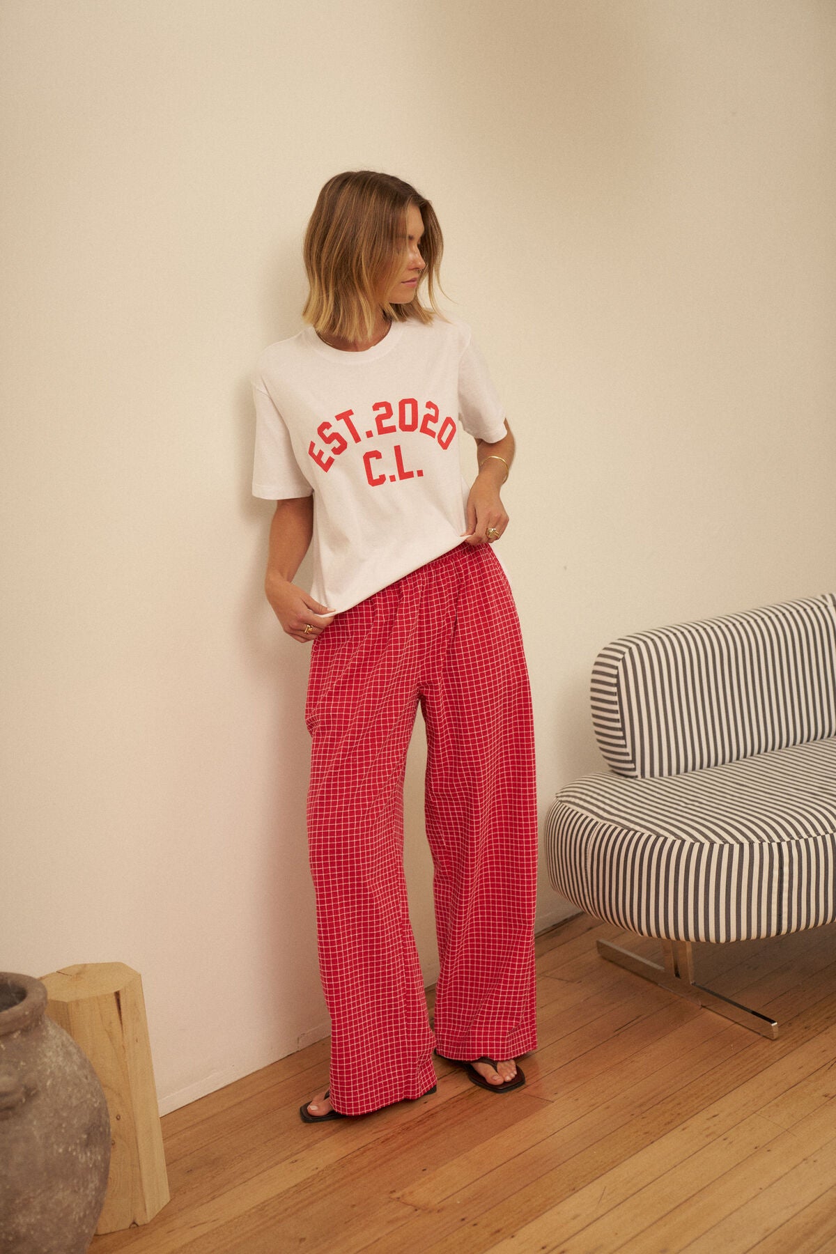 Ceres The Lounge Pant - textured red check