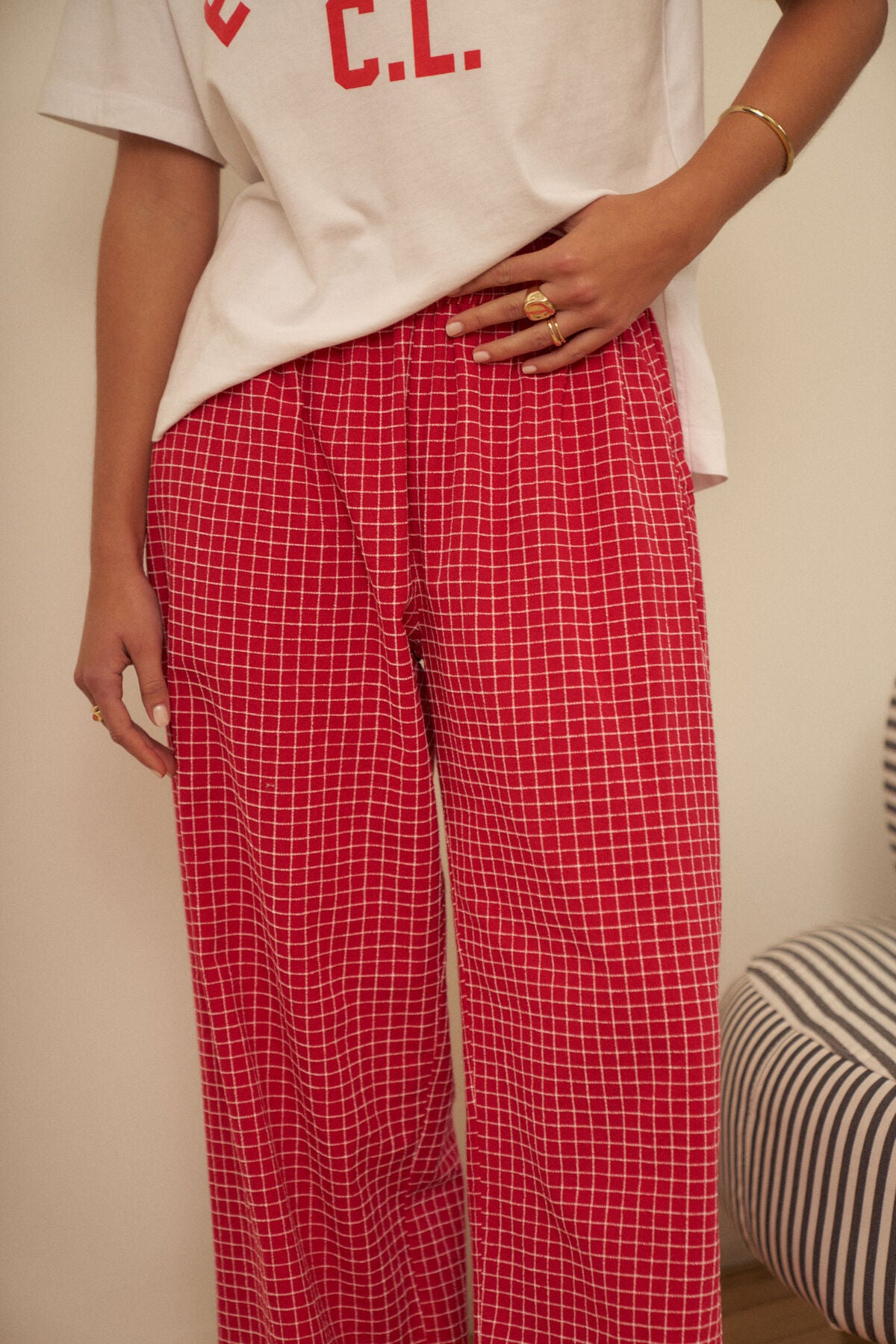 Ceres The Lounge Pant - textured red check