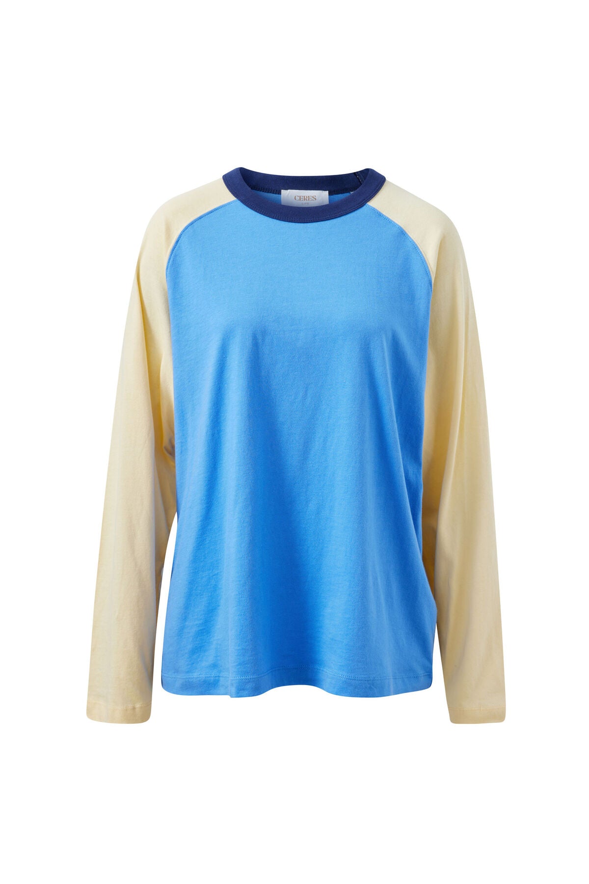 Ceres Hadley Long Sleeve Raglan Tee - surf blue/butter
