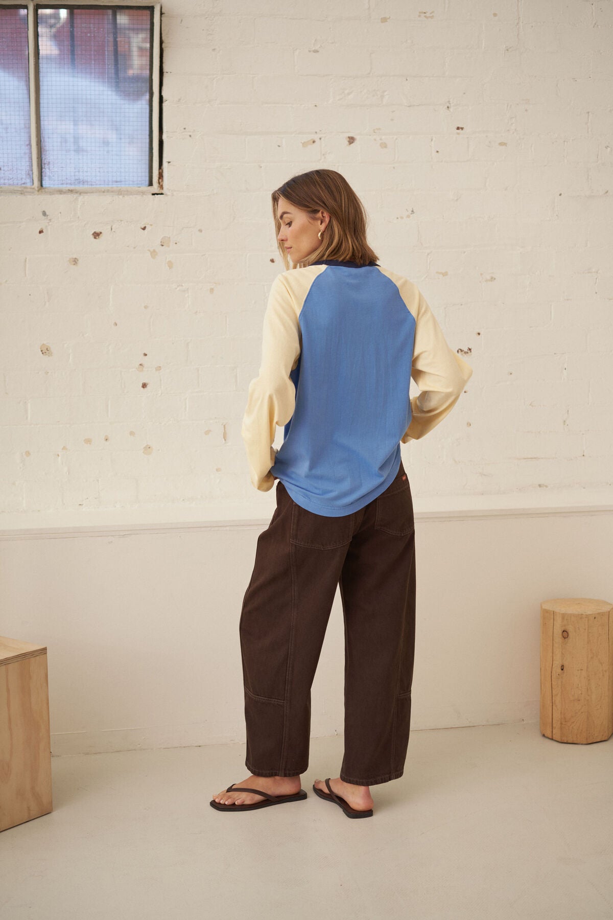 Ceres Hadley Long Sleeve Raglan Tee - surf blue/butter