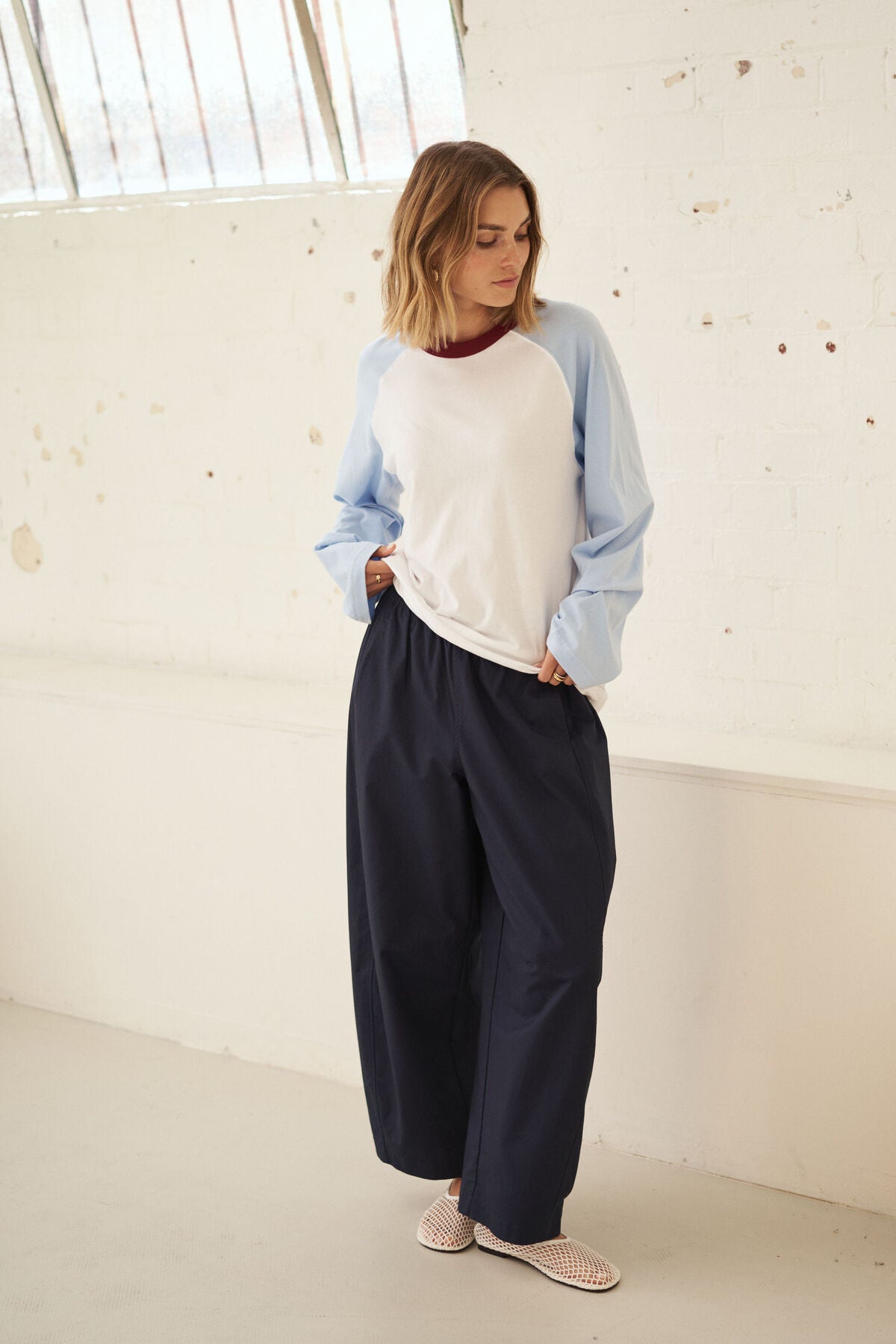 Ceres Hadley Long Sleeve Tee - white/china blue