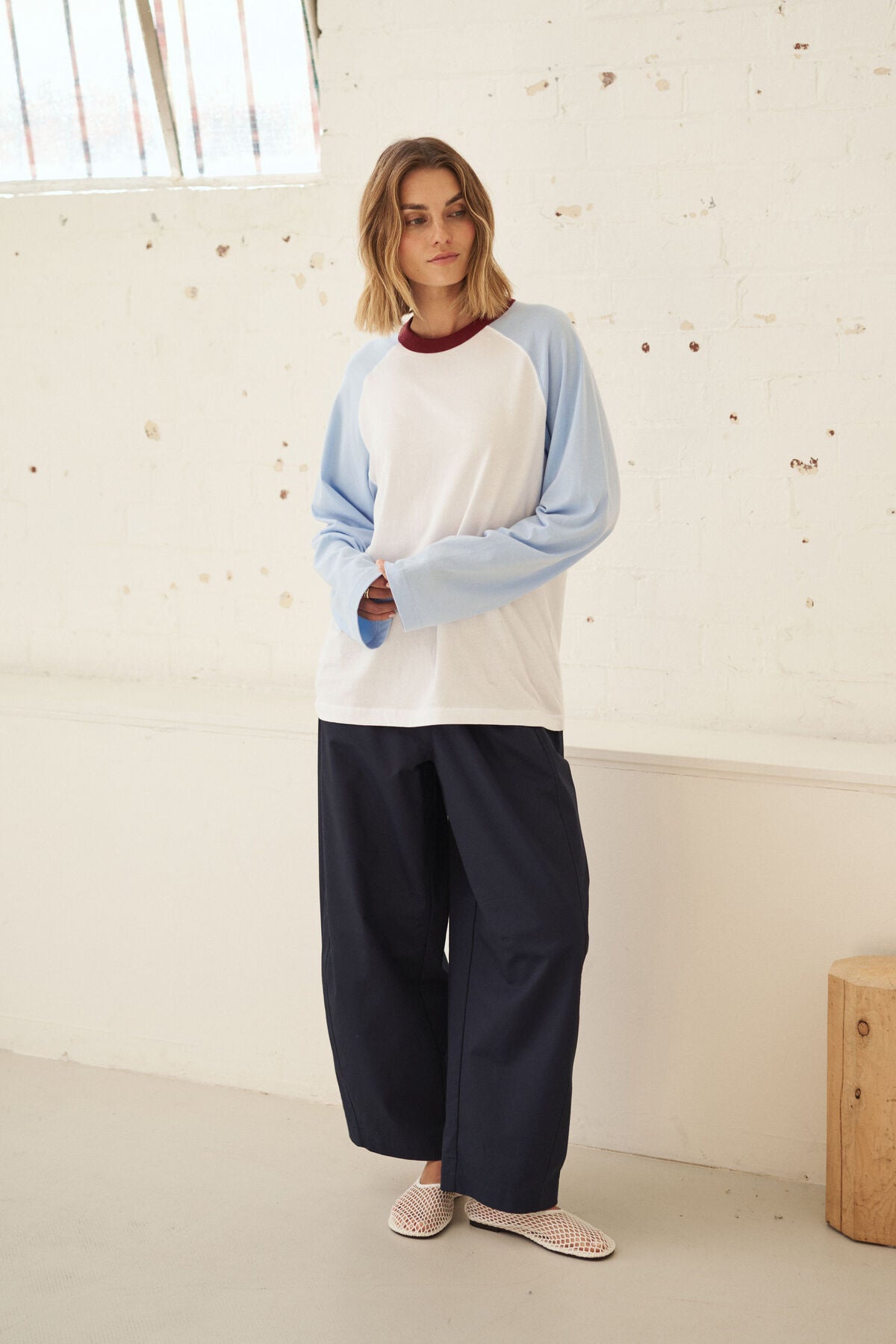 Ceres Hadley Long Sleeve Tee - white/china blue