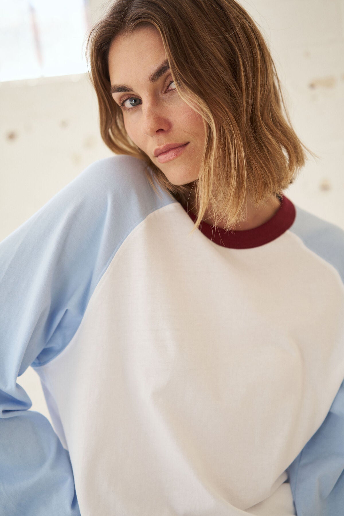 Ceres Hadley Long Sleeve Tee - white/china blue