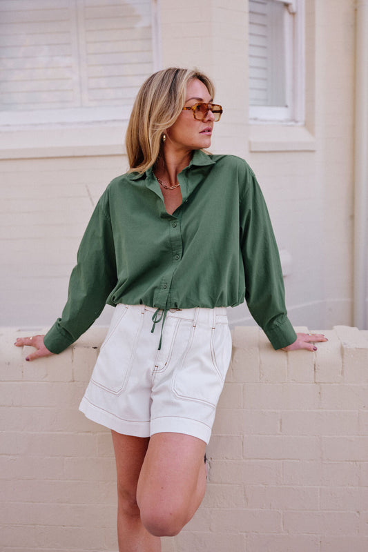 Ceres Clover Tie Shirt - basil