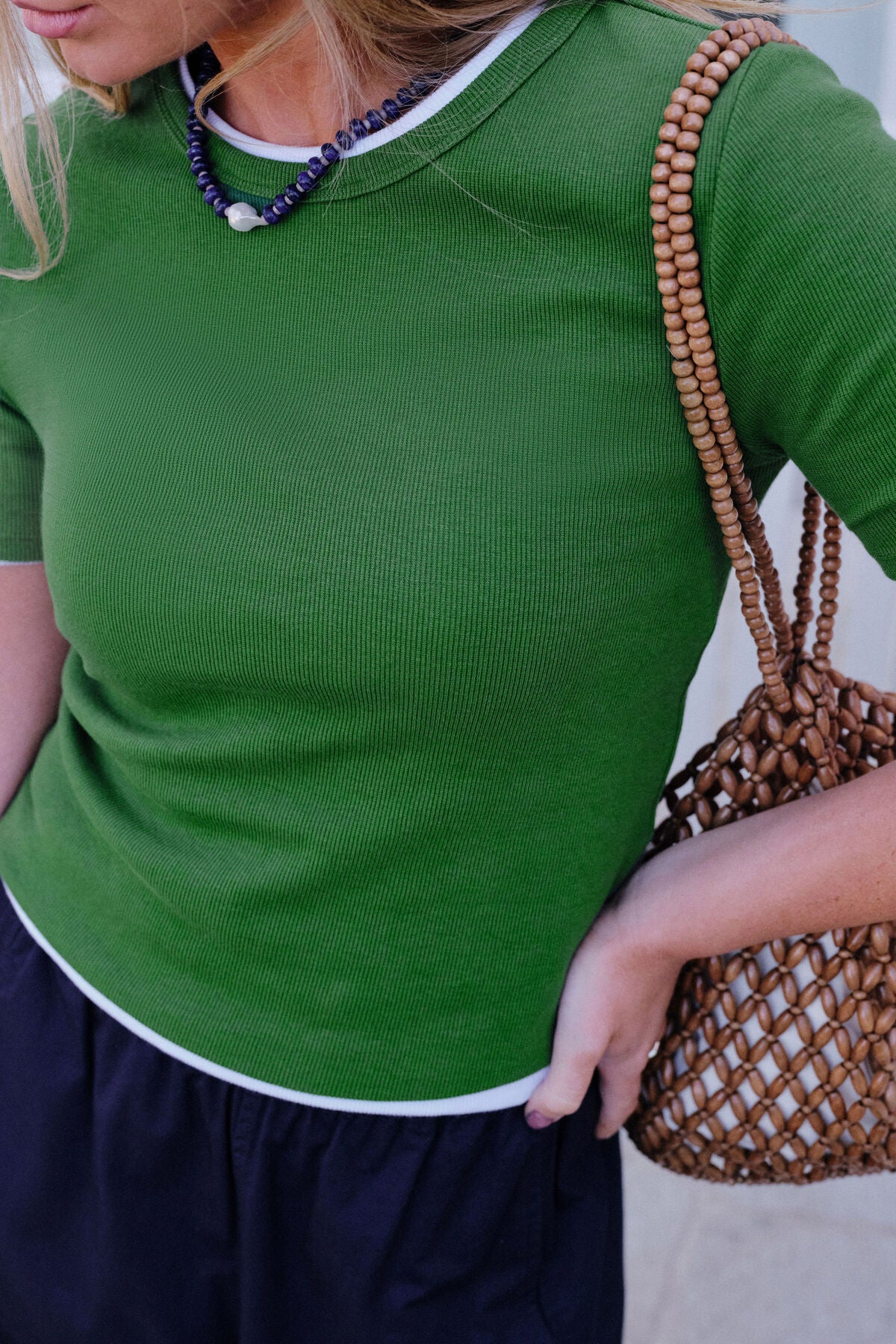 Ceres Luella Rib Tee - basil