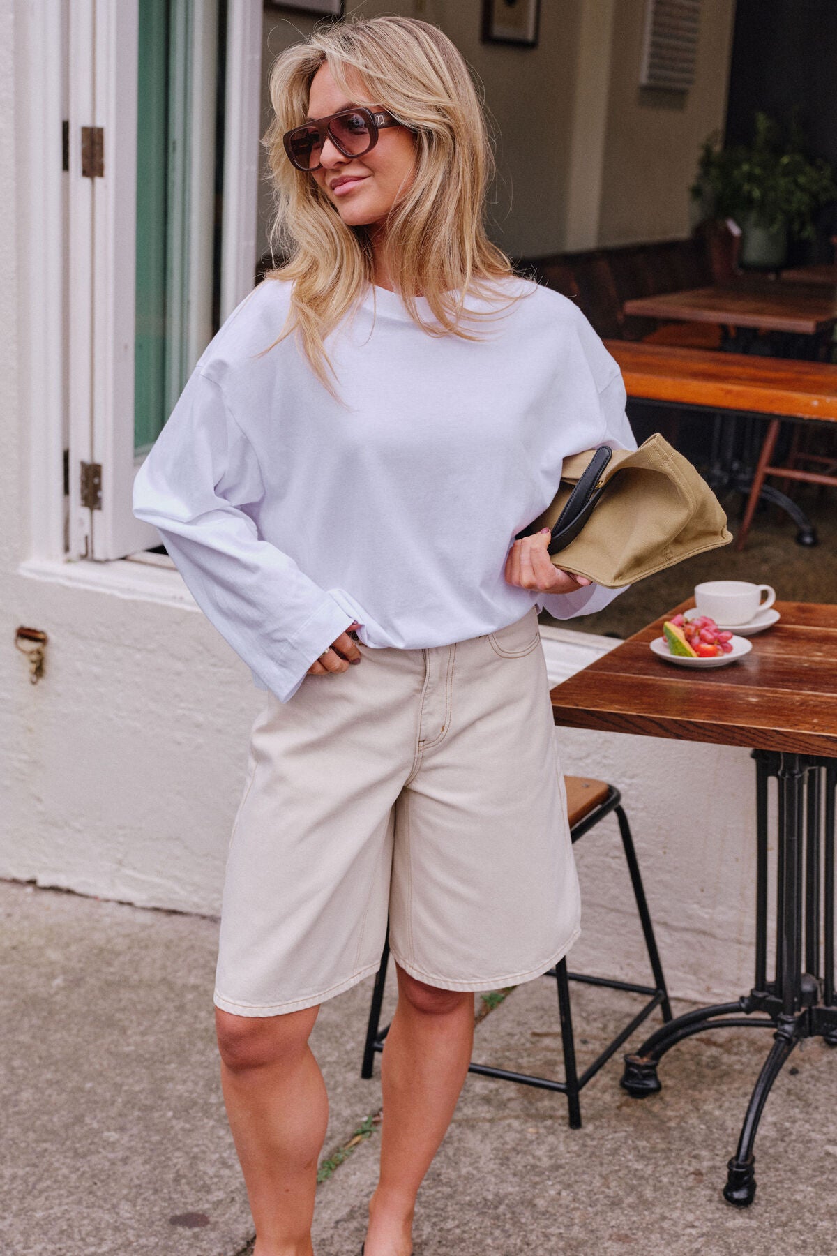 Ceres Olive Belted Denim Short - fresh sand