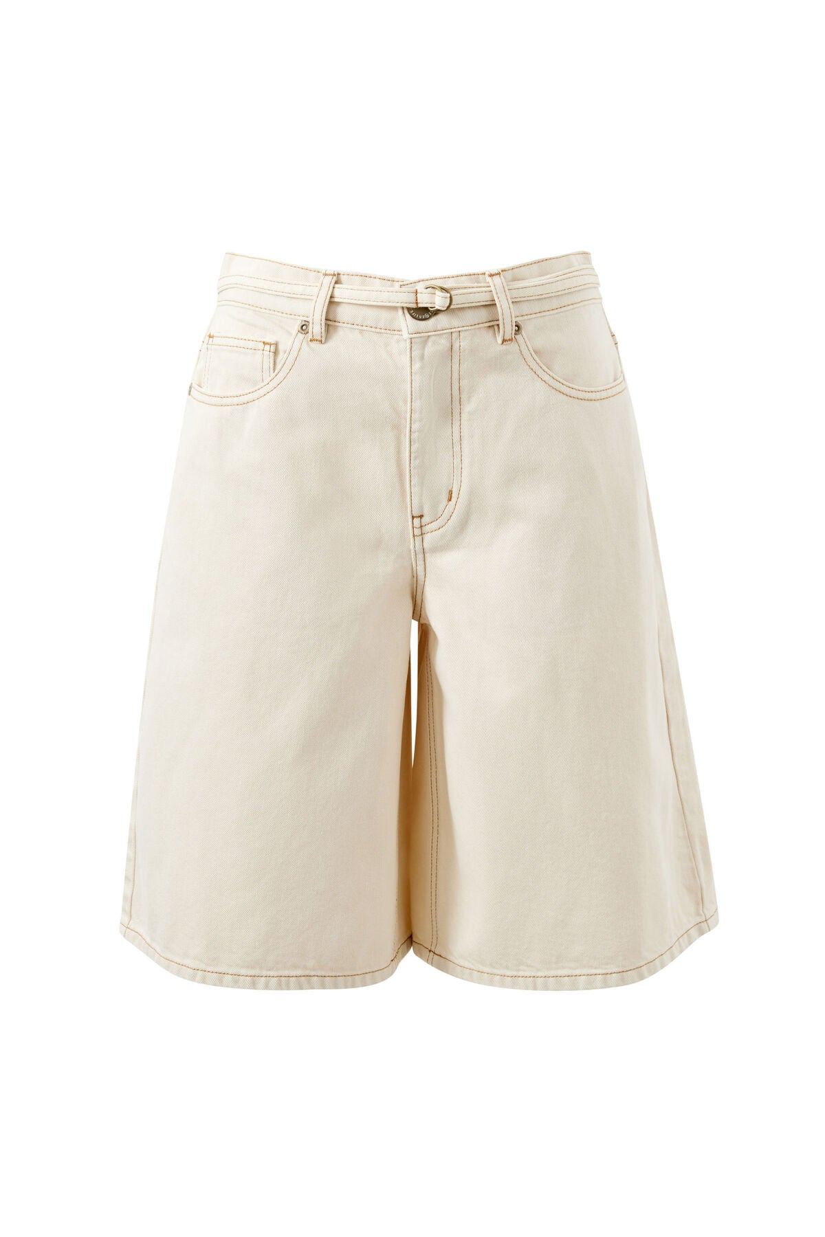 Ceres Olive Belted Denim Short - fresh sand