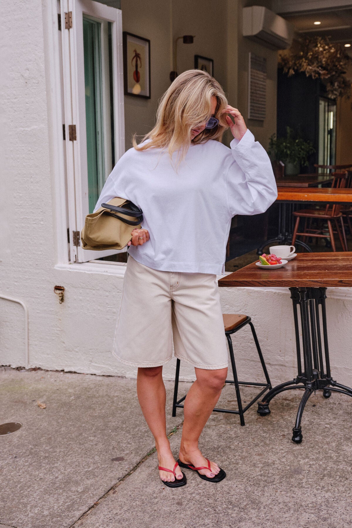 Ceres Olive Belted Denim Short - fresh sand