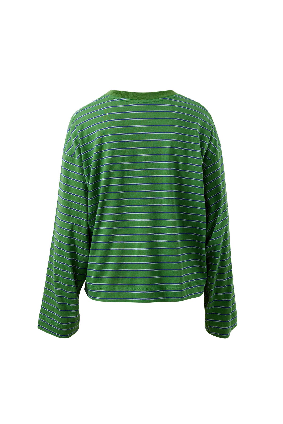 Ceres Beau Long  Sleeve Slouchy Tee - basil/prussian blue stripe