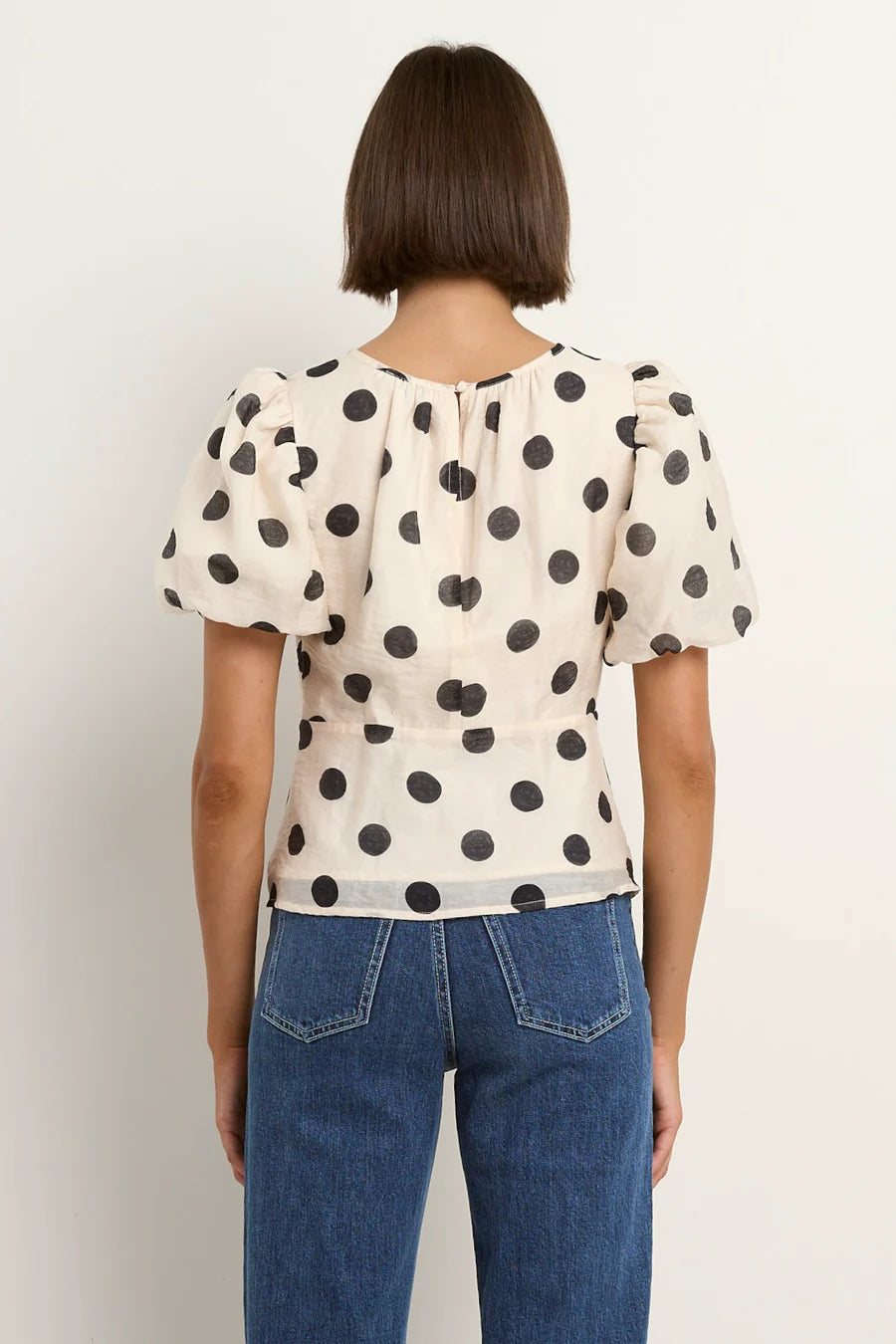 Stories Be Told - Finali Cream/Black Polka Dot Puff S/S Top