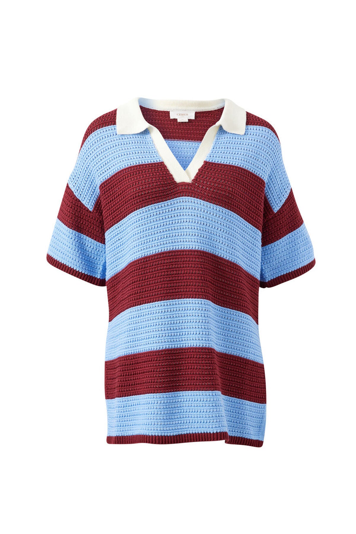 Ceres Mara Short Sleeve Knit Tunic - mulberry stripe