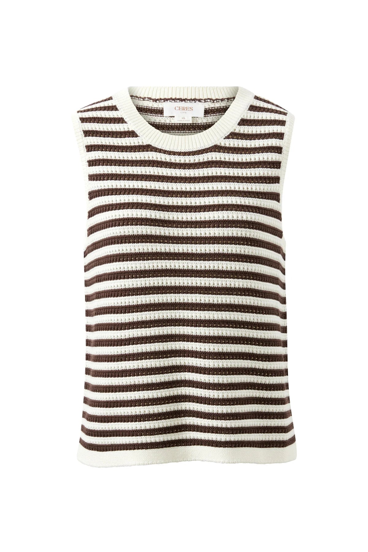 Ceres Maddy Mesh Knit Tank - brunette stripe