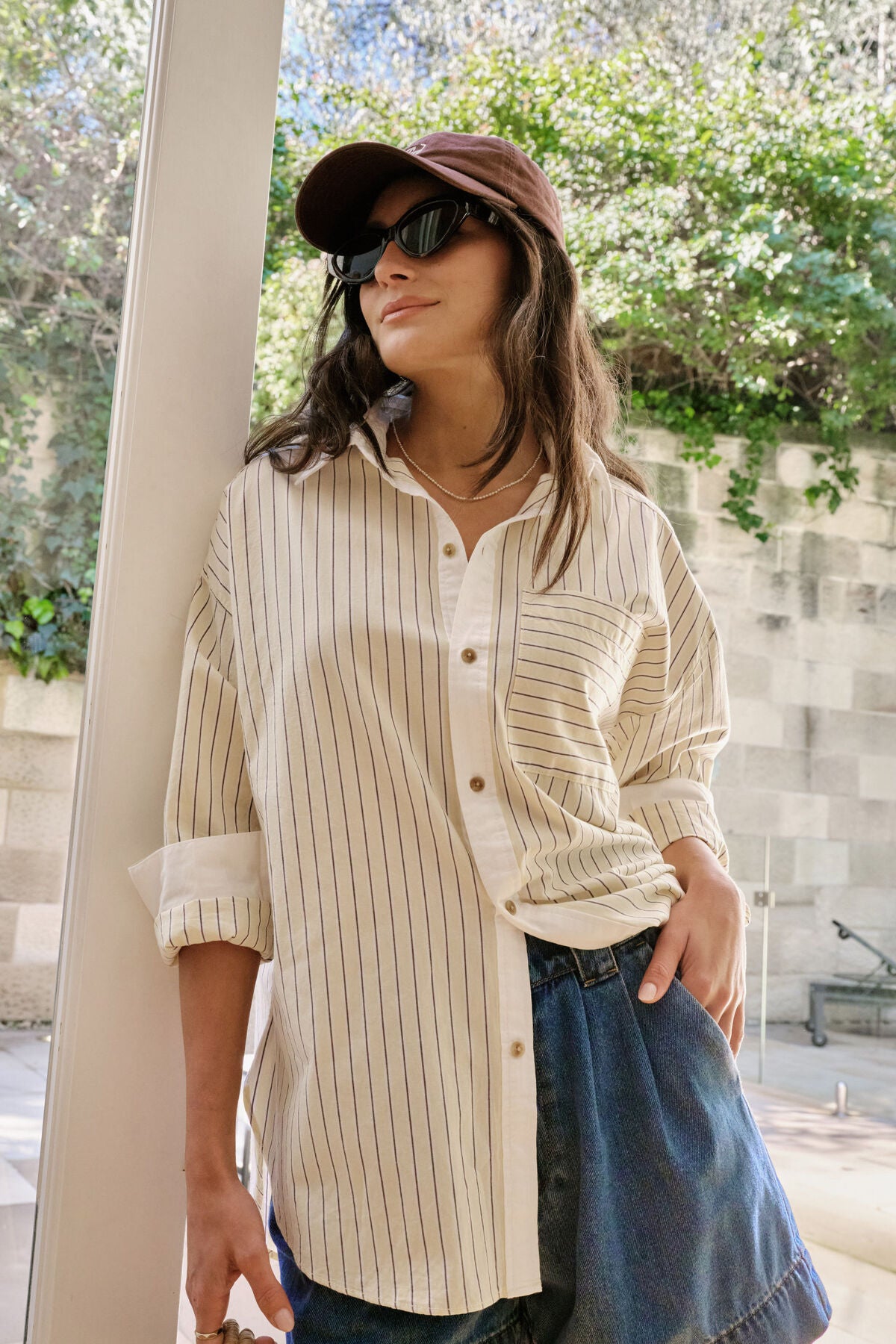 Ceres Peta Oversized Shirt - sunny yellow stripe/white collar