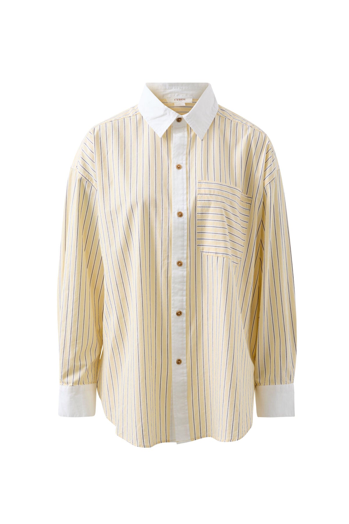Ceres Peta Oversized Shirt - sunny yellow stripe/white collar