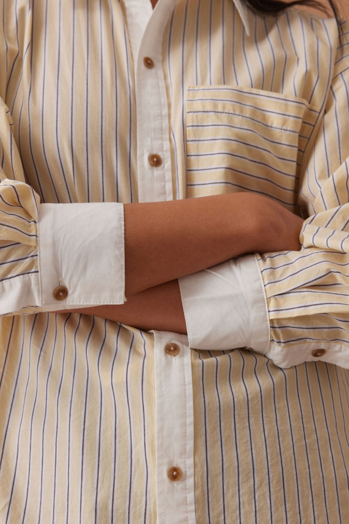 Ceres Peta Oversized Shirt - sunny yellow stripe/white collar