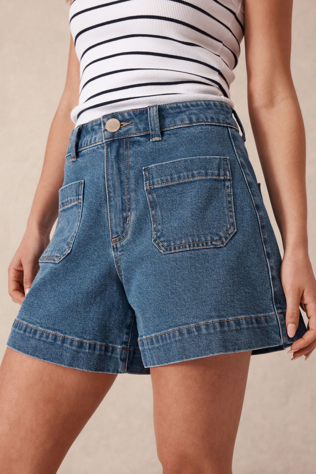 Ceres Life Denim Patch Pocket Short - fresh indigo