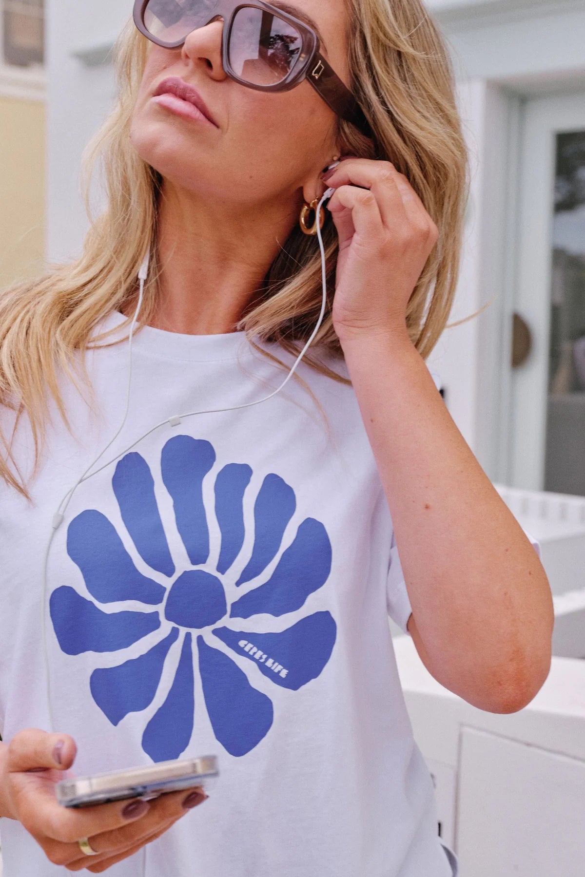 Ceres Stevie Slouchy Tee - white/ceres flora