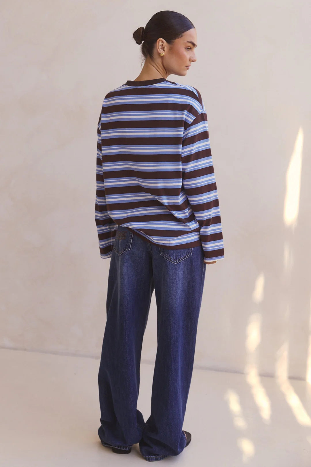 Kyra Longsleeve Stripe Tee - blue/white/chocolate