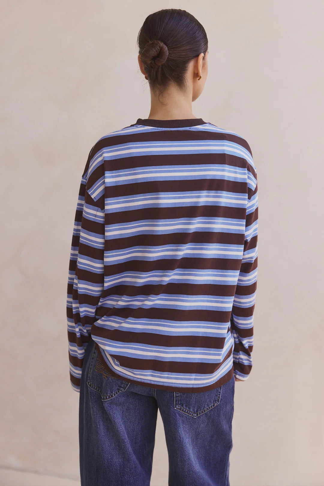 Kyra Longsleeve Stripe Tee - blue/white/chocolate