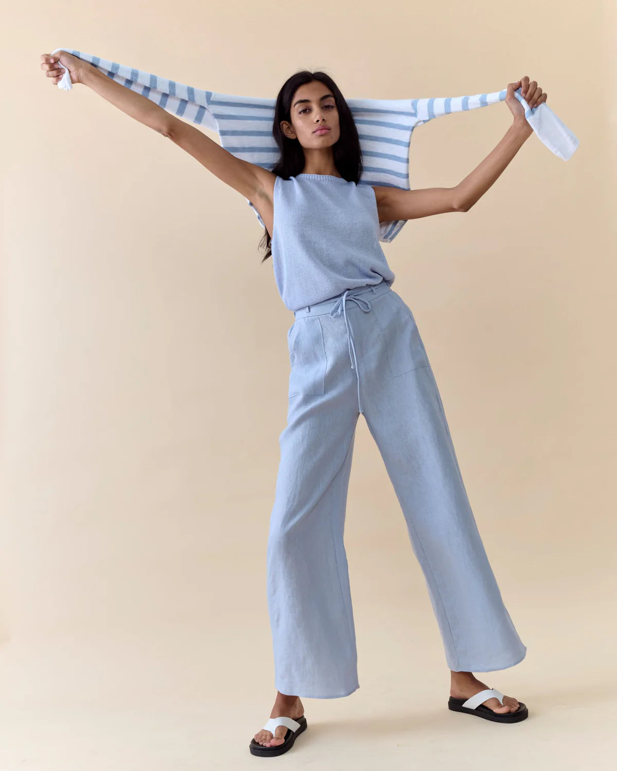 Little Lies Remy Pants - cornflower blue