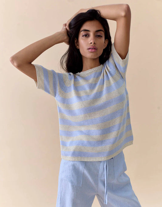 Little Lies Stripe Summer Tee -  blue/natural stripe
