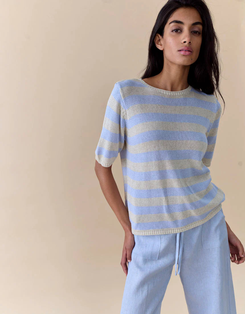 Little Lies Stripe Summer Tee -  blue/natural stripe