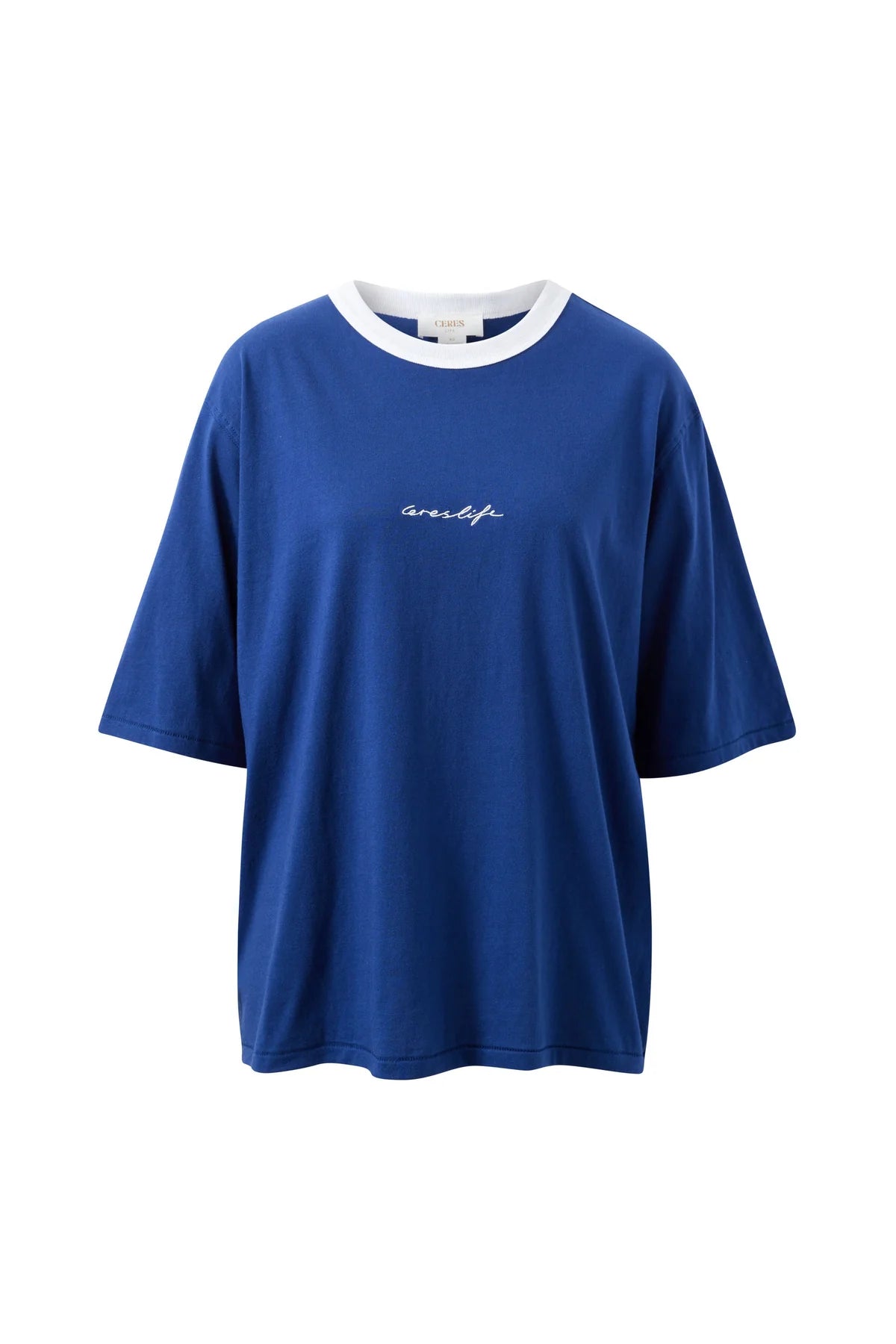 Ceres Luna Oversized Tee - prussian blue/ceres script embroidery